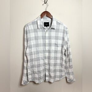 Rails Wyatt plaid white grey button down casual shirt cotton size M